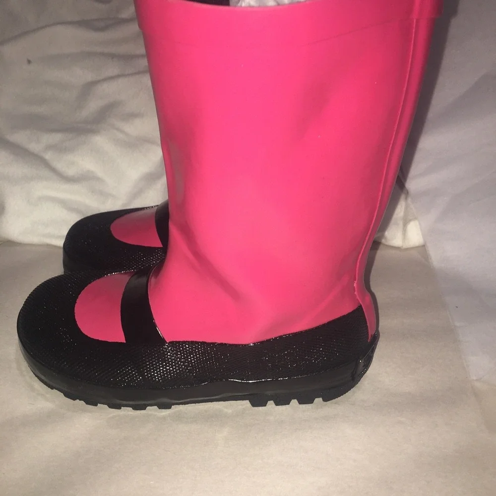 Girls Hot Pink Mary Jane Rubber Rain Boots Corkys size 11
